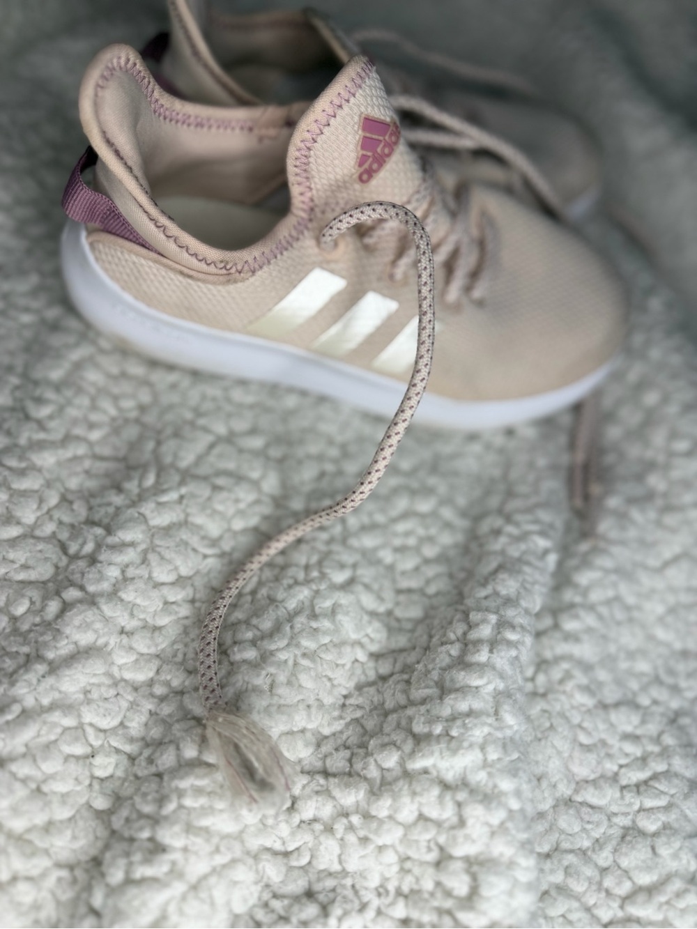 adidas Kids Lightweight Sneakers in Pale Pink with White Stripes